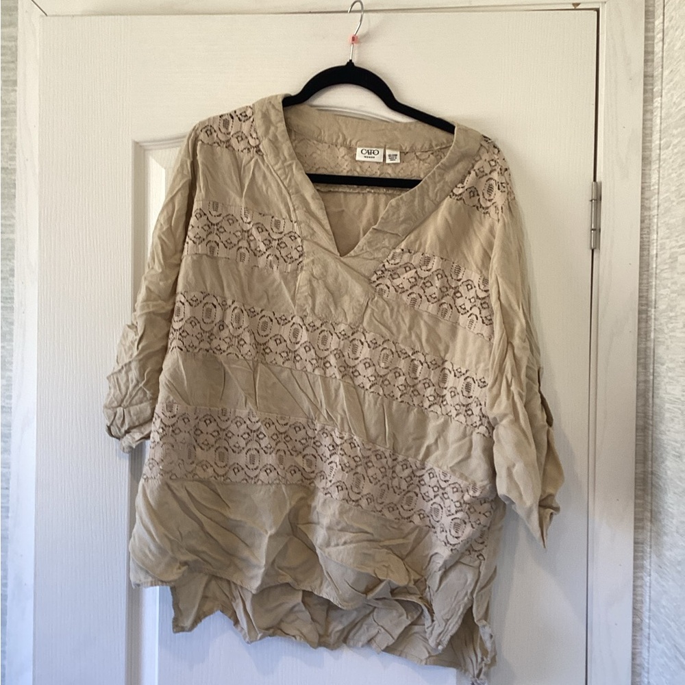 Cato Beige Lace Women's Blouse size 22/24W EUC